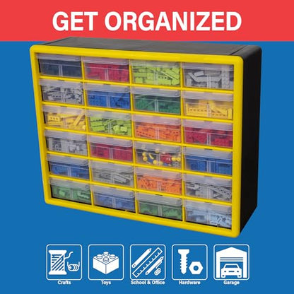 Akro-Mils 24 Cabinet 10724, Plastic Parts Storage Hardware and Craft Cabinet, (20-Inch W x 6-Inch D x 16-Inch H), Black - size: 24 Drawer