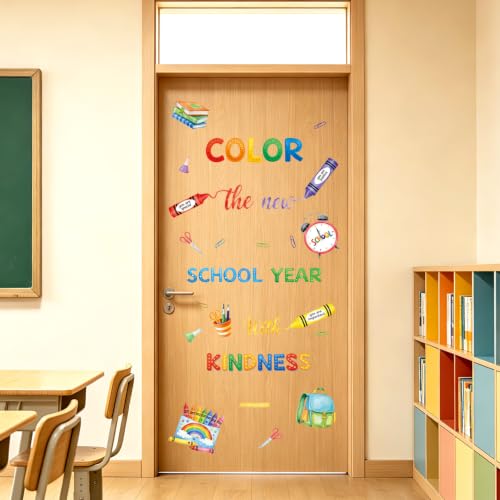 LHIUEM Inspirational Quote Wall Sticker Color Crayon Schoolbag Wall Decal - color: School Year