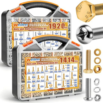 weideer 3334PCS Nuts and Bolts Kit,Grade 8.8 Hex Bolts,Phillips Head Bolt - color: Silver, size: 3334 pcs (Metric & SAE)