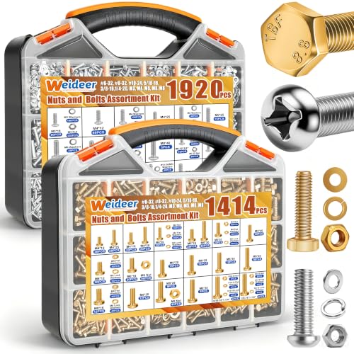 weideer 3334PCS Nuts and Bolts Kit,Grade 8.8 Hex Bolts,Phillips Head Bolt - color: Silver, size: 3334 pcs (Metric & SAE)