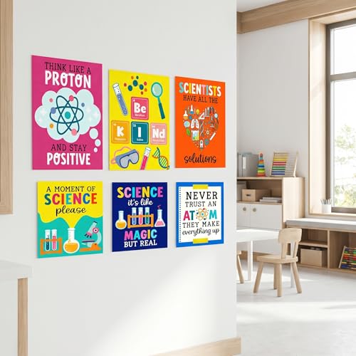 CVDGUFY 6-Pack Science Posters Science Classroom Must Haves for Teachers and Students, Mariah the Scientist Inspired, Vibrant Educational Charts & Posters for Classroom Decor
