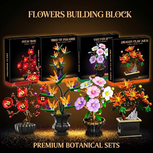 Botanicals Hibiscus Artificial Flowers Building Set - color: Pastel Purple