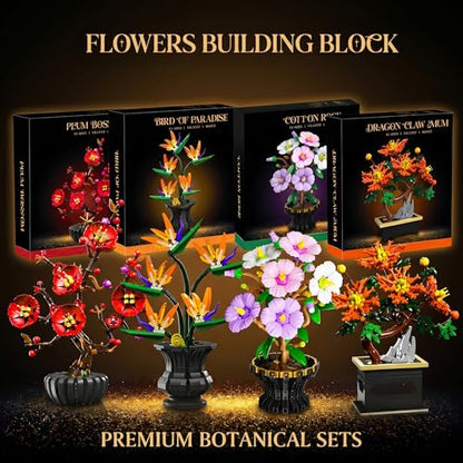 Botanicals Hibiscus Artificial Flowers Building Set - color: Pastel Purple