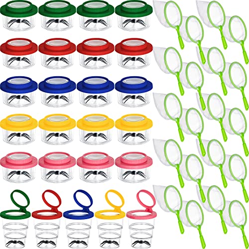 Jexine 50 Pcs Bug Catcher with Magnifying Lens, Insect Viewer for Kids