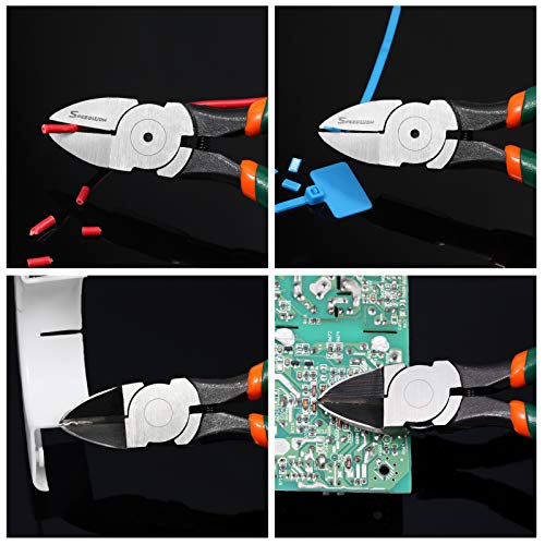 SPEEDWOX Side Cutters 7 Inch Wire Flush Cutters Angled Wire Cutting with Spring Functional Precision Tools for Cutting Electronics Wires Handmade and Any Clean Cut Needs - size: 7"