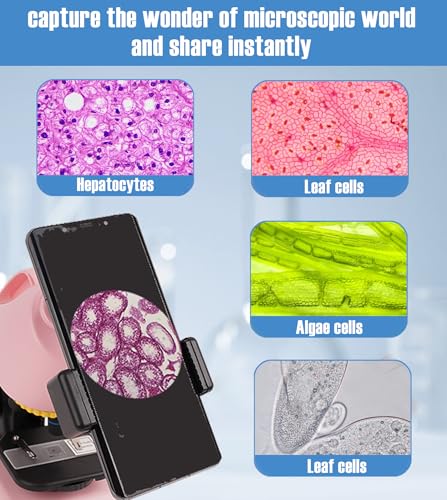 SpectrumOI Pink Microscope for Adults and Kids,40X - 640X Compound Microscope for Beginner 8-12, Kids Microscope with 8 Spicemen Slides, Microscope kit for Kids
