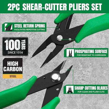 SK 2-Piece Precision Flush Cutters Pliers Set, Mini Wire Cutters