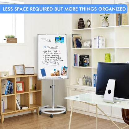 Maxtek Whiteboard on Wheels 36 x 24 in, Magnetic Rolling Dry Erase Easel - color: White, size: 24"W x 36"H