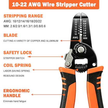 1500Pcs 89 Kits Waterproof Automotive Electrical Connectors 1/2/3/4/6 Male&Female Automotive Replacement Electrical Accessories 22-14AWG with Ratchet Crimping Tool and Wire stripper - size: 1500PCS