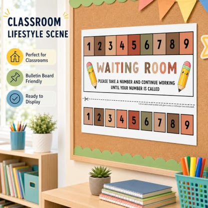 Andaz Press Boho Teacher Waiting Room Sign, Please Take a Number Classroom Poster for Student Management, Teacher Waiting in Line System, Behavior Management Visual Aid, 8.5x11 Thick Cardstock - color: Boho Teacher Waiting Room Sign