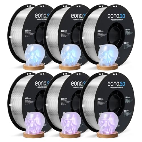 Clear PETG Filament 1.75mm, Transparent PETG 6kg Bundle 6x1kg Spools - color: 1 Transparent Petg 1kg*6