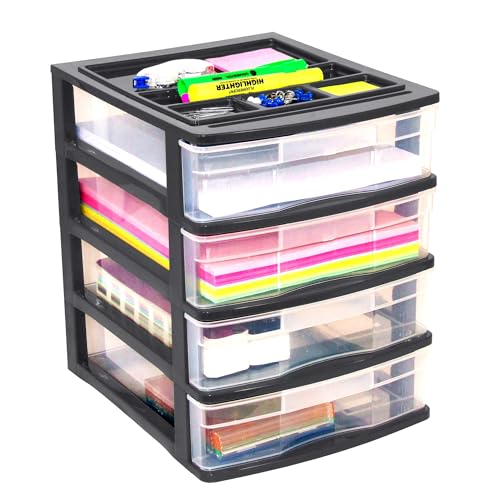 Gracious Living 4-Drawer Desktop/Countertop Storage Organizer, Black/Clear - size: 1 Pack