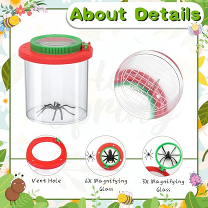 Coopay 16 Pieces Magnifying Insect Box - Bug Viewer, Critter Insect Cage, Container, Bug Catcher Cage, Jar Collecting Kit for Children, Kids Science Nature Exploration Tools - style: 16 Pack Set