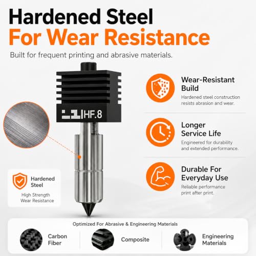 Compatible with Bambu Lab P2S Nozzle 0.8mm Hardened Steel Nozzle - size: 0.8mm One package