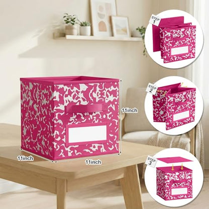 LemonRoad 6 Fabric Cube Storage Bin 11'' Classroom Bin, Rainbow, Label - color: Rainbow, style: Label