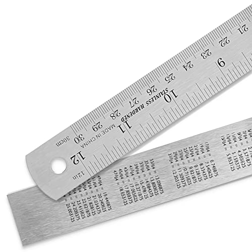 2 Pack Pacific Arc 12 Inch Stainless Steel Ruler with Inch/Metric Conversion Table - style: 2 Pack | 12 in