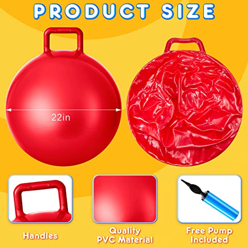 Lewtemi 6 Pcs Hopper Ball with Handle, 22 Inch, Rainbow Colors - color: Rainbow Colors, size: 22 Inch
