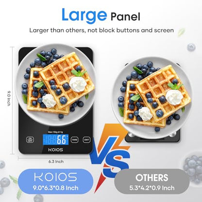 KOIOS 33lb Kitchen Scale 0.1oz Precision,Batteries & USB-C Charging(Black) - color: Black