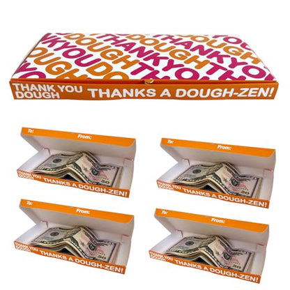 Thank You Dough Gift Card Holder – 4 Pack Funny Appreciation Money Gift Box – Cash Holder for Coworkers, Friends, Staff, Volunteers, Boss, Nurses, Coaches – Coffee & Donut Theme Thank You Gift - color: 4 Pack Thank You Dough