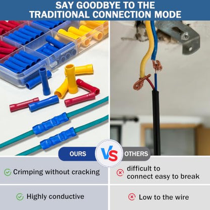 100PCS Butt Splice Connectors Kit Electrical Crimp Terminal Connector Kits - color: 100pcs-(22-10)