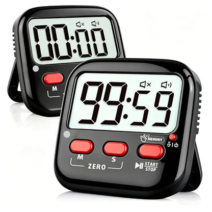 2 Pack Digital Timer for Kids Teacher Classroom Kitchen Office - color: Majestic Black