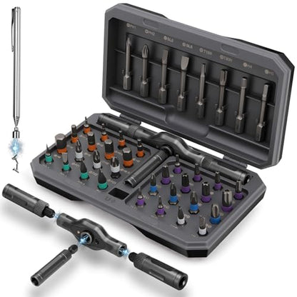KELIN 43 IN 1 Magnetic Ratchet Screwdriver Set with Detachable T Handle - color: Grey, size: 43 PCS