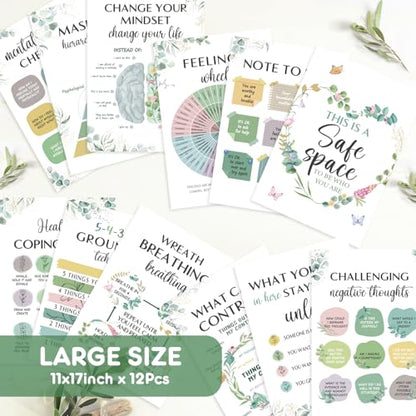12 Pcs Mental Health Growth Mindset Change Posters Set - color: Mental Health