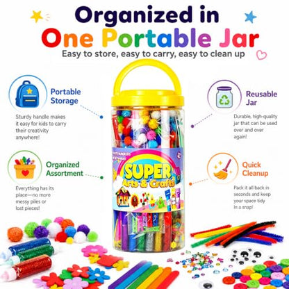 FUNZBO Arts and Crafts Supplies for Kids - Kindergarten School Craft Kit - size: Jar Set (Large)