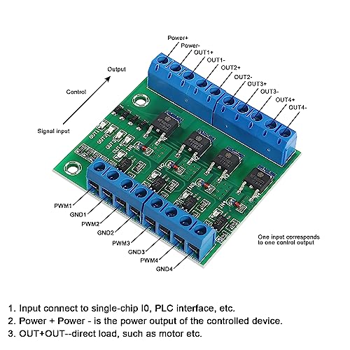 3pcs 4-Channel PLC Amplifier Circuit Board MOS FET PWM 3-20V to 3.7-27VDC 10A Driver Module