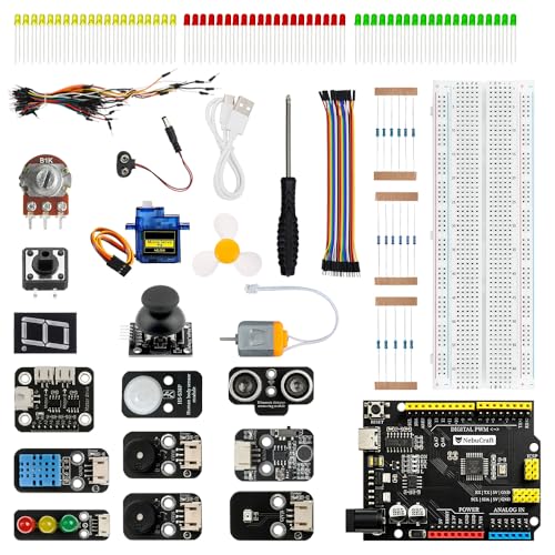 UNO R3 STEAM Starter Kit, Full Electronic Components for Circuit Experiments, Compatible with Arduino IDE