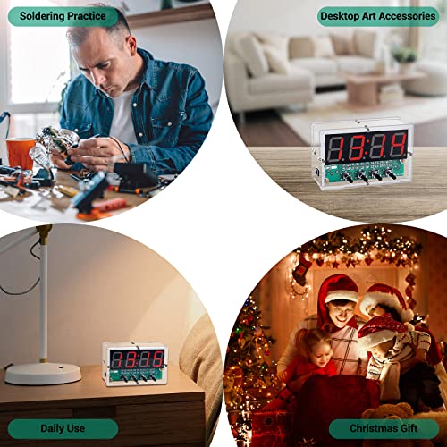MiOYOOW Rechargeable DIY Digital Clock Kit, Soldering Projects for Adults - color: 4 Digit Rechargeable Clock Kit