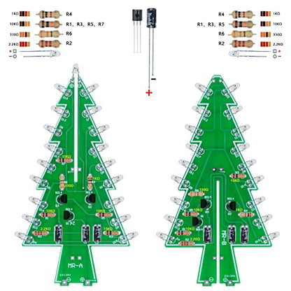 3D LED Christmas Tree Soldering Kit, 7 Color Flashing STEM DIY
