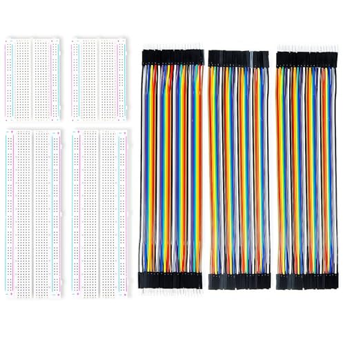 Breadboard Jumper Wires Kit, 2Pcs 830 Tie Points & 2Pcs 400 Tie Points & 120 Pcs Multicolor Jumper Wires for Electronics Projects