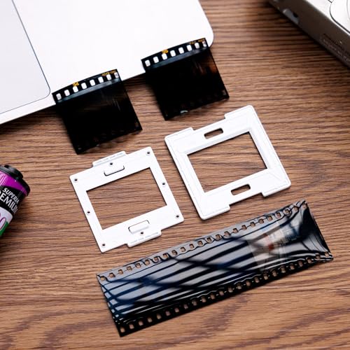 JJC 25 Pairs 35mm Slide Film Mounts to Holder 25 Sheets of Film, with Snap-in Design & Precisely Position, Premium Scanning Accessories Worked Well with Most Projectors Scanners Slide Trays Binder - color: 25 Pairs
