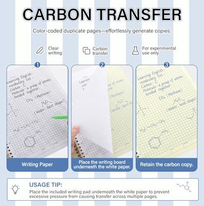 Affrolling Vertical Stripe Carbonless Lab Notebook Student Carbon Copy 8.5'' x 11'' 25 Sets of Pages 53 Pages Total Laboratory Chemistry Computation Notebook Scientific Grid Coil Binding(Blue) - color: Blue Stripe