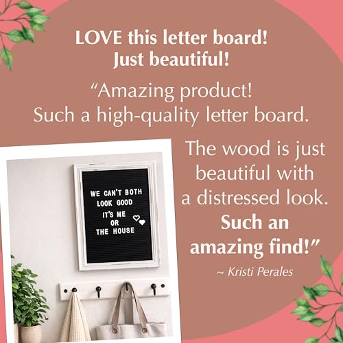 Black Felt Letter Board Baby Announcement Sign with Rustic Wood White Frame - Rustic Farmhouse Letter Board Sign with Stand - 12x16 Felt Board Changeable Message Board with 350 Letter Set - color: Black, size: 12x16 inches