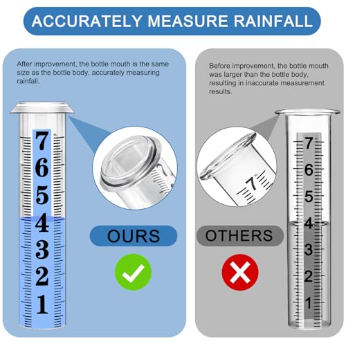 Accurate Rain Gauge Outdoor,7" Rain Gauges Outdoors Best Rated with Stainless Steel Rack Holder, Thickened Plastic Large Precise rain Measure Guage for Yard Fence Garden Lawn Farm - color: Large Font Rain Gauge