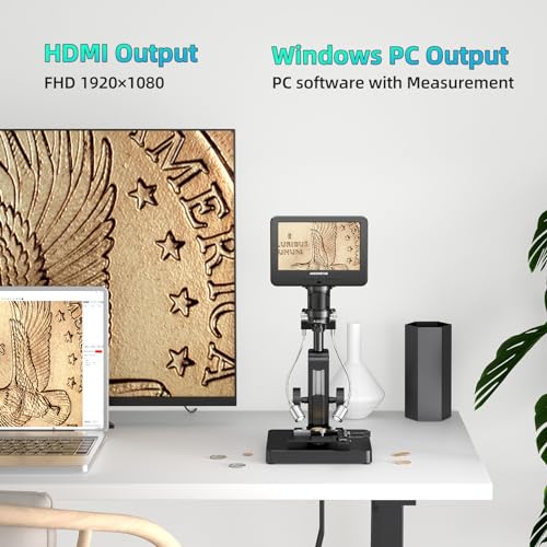 Andonstar AD266S 20X-5000X HDMI Digital Microscope, 5 Lens 2160P UHD Video - style: AD266S-7"+ Metal Biological Stand