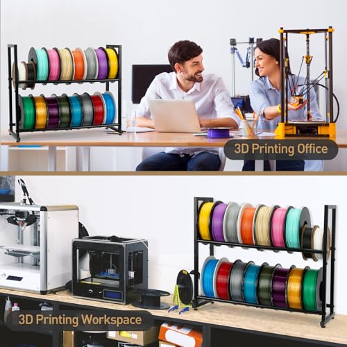 2 Tier 3D Printer Metal Filament Storage Rack for 16 Rolls,No Drilling.