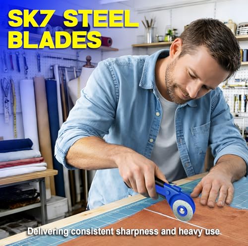 DIYSELF 5 Pack 45mm Rotary Cutter Blades, SK7 Rotary Blade Replacements - color: 5 Pack