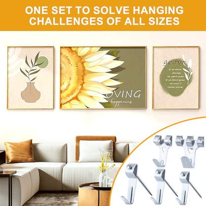 KURUI 303Pcs Picture Hanging Kit, Picture Hangers Assorted Kit with Heavy Duty Wall Hooks, Sawtooth, Picture Wire, D Rings, Hardware Nails, Eye Hooks, Silver Heavy Duty Frame Hooks (Pack of 2) - size: Silver (Pack of 2)