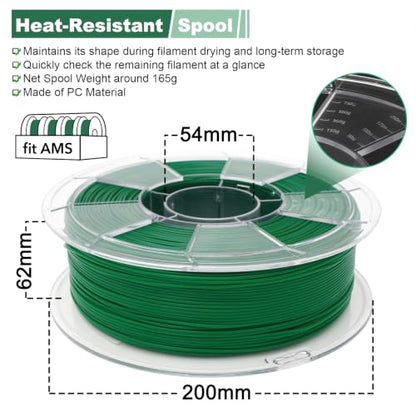 YXPOLYER PLA Plus 3D Printing Filament Food Grade PLA+ Lustre Green 1kg AMS - color: Lustre Green