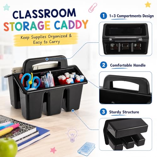 gisgfim 8 Pack Black Classroom Caddy Table Organizer with Handle - color: Black