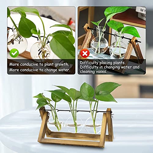 Kingbuy Desktop Glass Planter, 3 Bulb Vases, Brown - size: 3 Bulb Vase (C-type)
