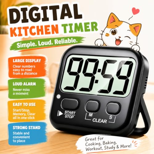 Antonki 2 Pack Digital Timer for Kids Classroom Kitchen Timers for Cooking - color: Rich Black *2