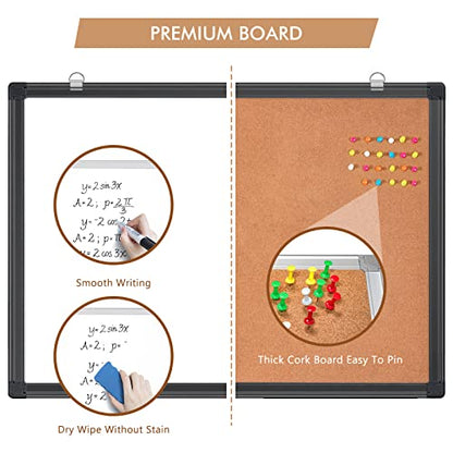 Maxtek Black Whiteboard and Cork Board Combo 24 x 18 in, Wall Mounted - size: 18" x 24"