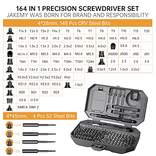 JAKEMY Professional Screwdriver Set for Electronics Repair, Computer Screwdriver Kit with 126 Magnetic Precision Bit Set and Opening Tool Kit for Laptop, MacBook, iPhone, Tablet, Watch, Modding, DIY - color: Jm8183 - 145 in 1 Portable