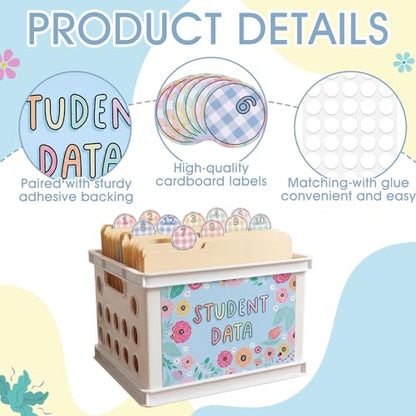 Marspark 10 Set Classroom Organization Folder Labels Student Data Stickers - style: Flower