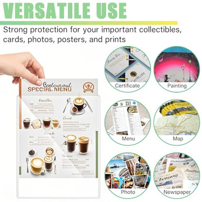 25PCS 6" x 9" Clear Rigid Card Sleeves – Waterproof Hard Plastic Protectors for Postcards, Prints, Photos, Trading & Sports Cards – Top Load Jumbo Sheet Holders - size: 6" x 9"