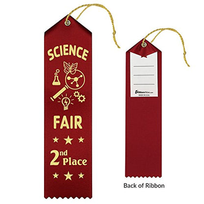RibbonsNow Science Fair Award Ribbons 1st - 2nd - 3rd Place – 45 Total Ribbons - 15 Each Place with Card & String - size: 45 Total Ribbons
